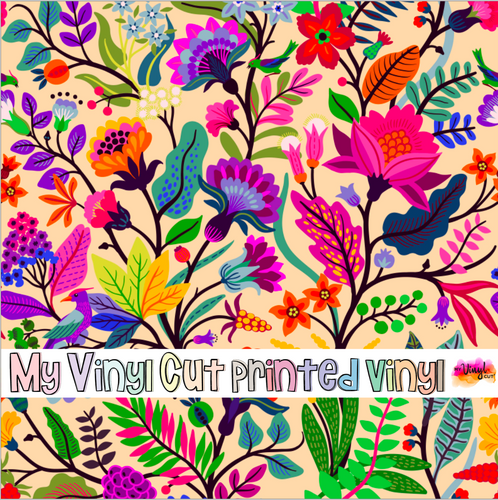 Printed Vinyl HTV & Waterslide Colorful Flowers Patterns 12 x 12 inch sheet