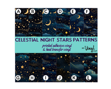 Load image into Gallery viewer, Printed Vinyl HTV &amp; Waterslide Celestial Stars Patterns 12 x 12 inch sheet