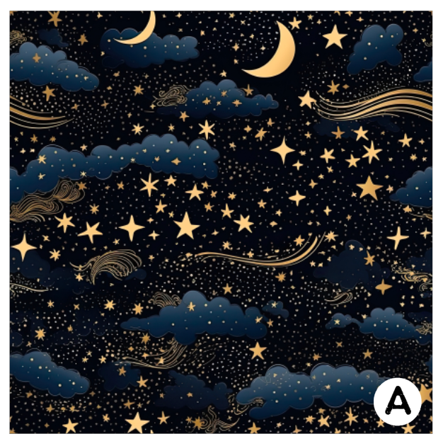 Printed Vinyl HTV & Waterslide Celestial Stars Patterns 12 x 12 inch sheet