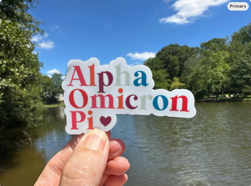 Sorority Sticker | Alpha Omicron Pi | AOP N | Multi | Waterproof Vinyl Sticker | Permanent