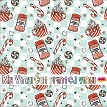 Load image into Gallery viewer, Printed Vinyl HTV &amp; Waterslide Peppermint Patterns 12 x 12 inch sheet