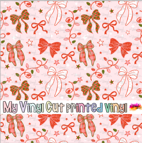 Printed Vinyl HTV & Waterslide Christmas Bows Patterns 12 x 12 inch sheet