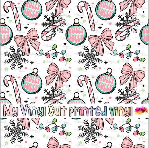 Printed Vinyl HTV & Waterslide Holly Jolly Patterns 12 x 12 inch sheet