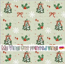 Load image into Gallery viewer, Printed Vinyl HTV &amp; Waterslide Holly Trees Bows Christmas Patterns 12 x 12 inch sheet