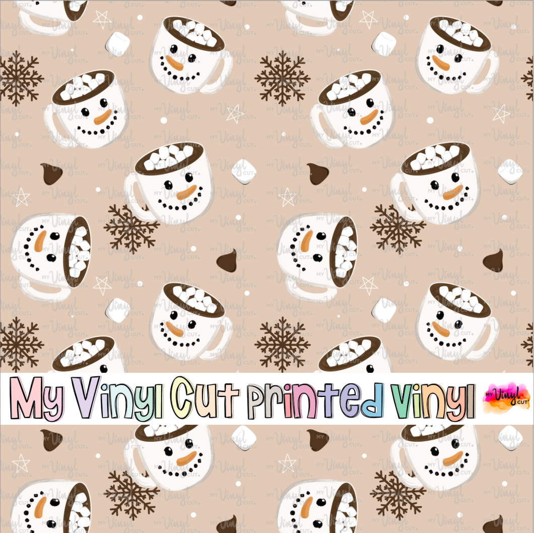 Printed Vinyl HTV & Waterslide Hot Cocoa Christmas Patterns 12 x 12 inch sheet