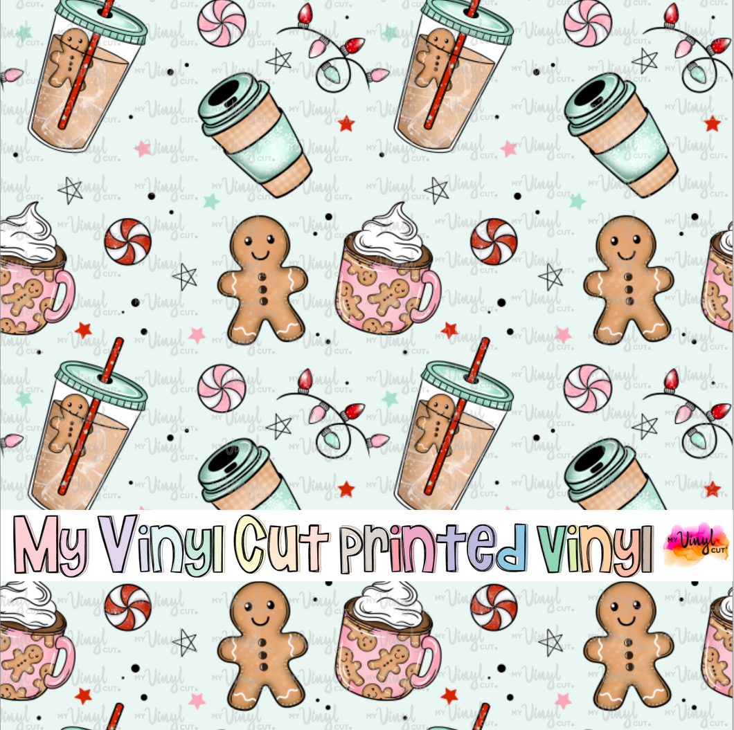 Printed Vinyl HTV & Waterslide Christmas Coffee Club Patterns 12 x 12 inch sheet