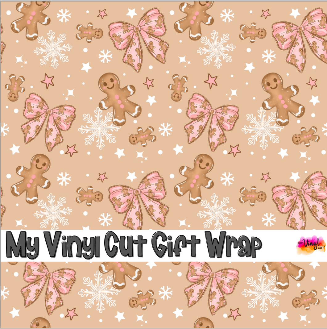 Christmas Gift Wrap Printed Wrapping Paper Gingerbread Men