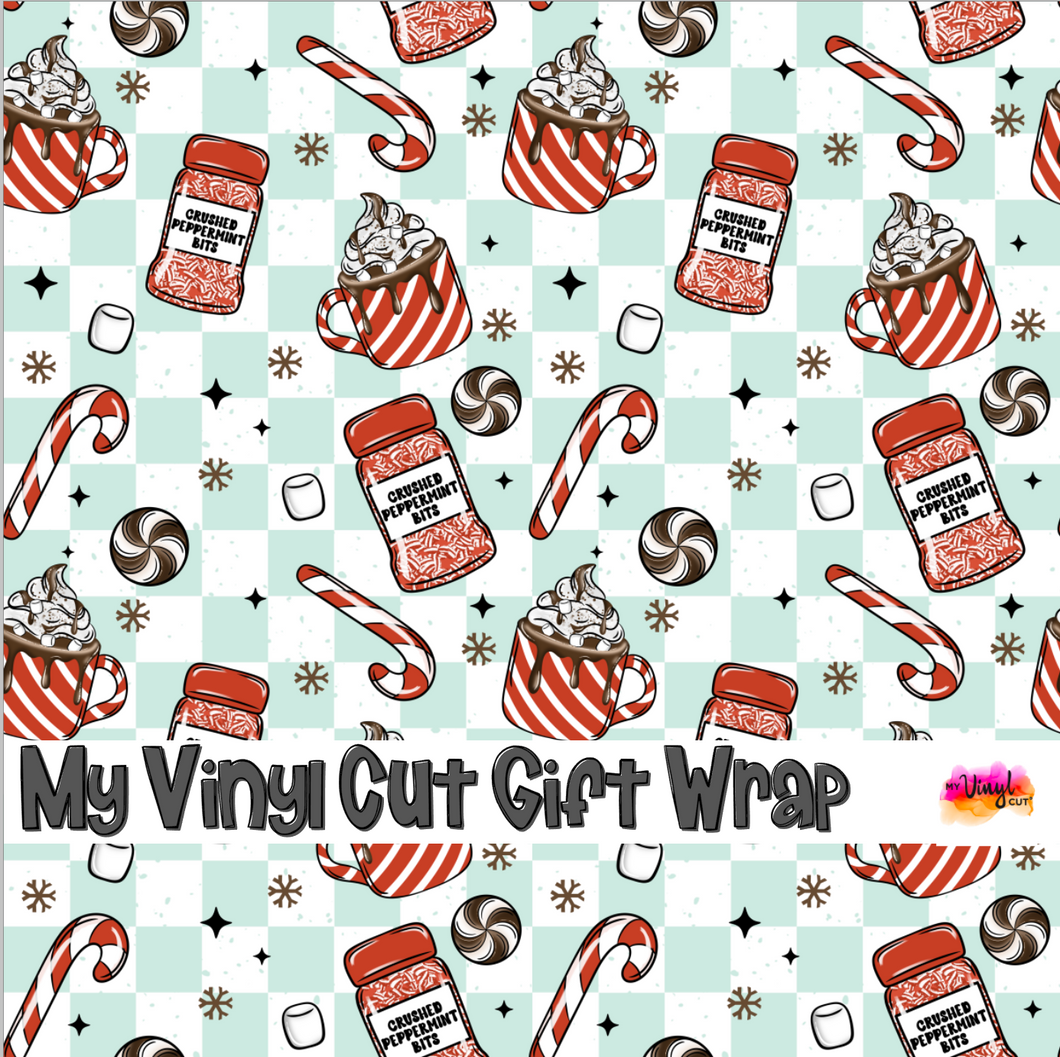 Christmas Gift Wrap Printed Wrapping Paper Peppermint Mocha