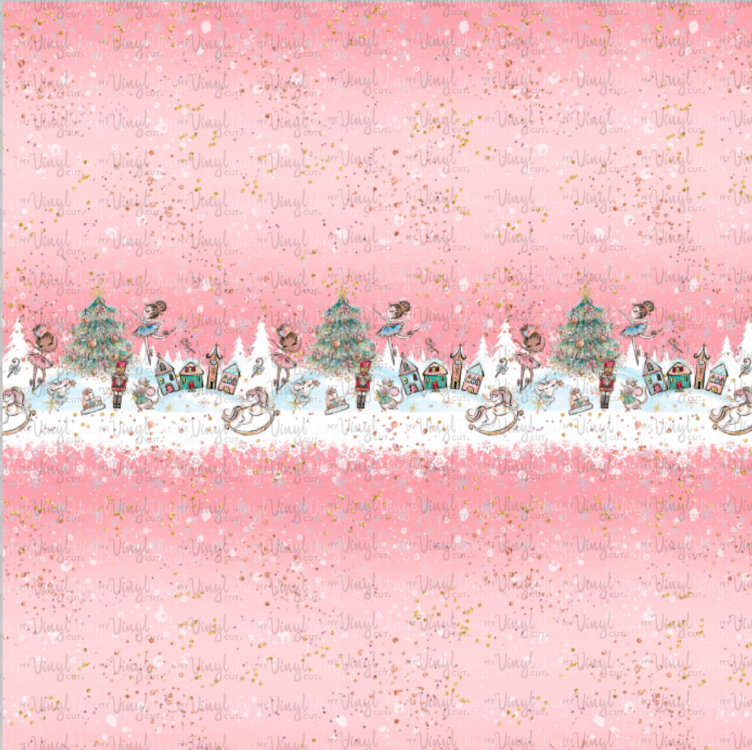 Printed Vinyl, HTV & Waterslide Pink Nutcracker Winter Patterns 12 x 12 inch sheet