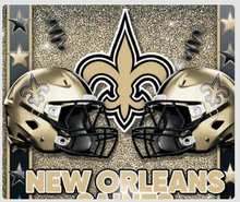 Load image into Gallery viewer, Double Helmet Glitter Sticker Football Theme | TV Tray Table Decal | Waterproof Vinyl Sticker | Reposition-able | Laminated