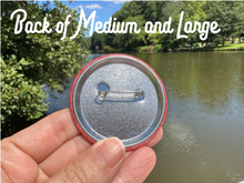 Load image into Gallery viewer, Pin Back Button Red Roses Alpha Omicron Pi Pattern