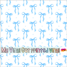 Load image into Gallery viewer, Printed Vinyl, HTV &amp; Waterslide Blue Bows Patterns 12 x 12 inch sheet