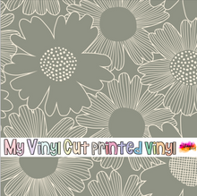 Load image into Gallery viewer, Printed Vinyl, HTV &amp; Waterslide Slate Color Flowers Patterns 12 x 5 inch sheet