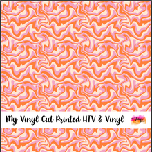 Load image into Gallery viewer, Printed Vinyl, HTV &amp; Waterslide Pink and Orange Swirls Patterns 12 x 12 inch sheet