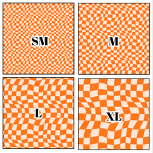 Load image into Gallery viewer, Printed Vinyl, HTV &amp; Waterslide Orange Wavy Checkerboard Patterns 12 x 12 inch sheet