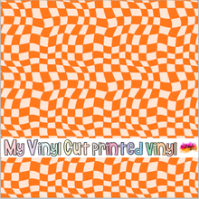 Load image into Gallery viewer, Printed Vinyl, HTV &amp; Waterslide Orange Wavy Checkerboard Patterns 12 x 12 inch sheet