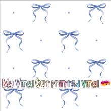 Load image into Gallery viewer, Printed Vinyl, HTV &amp; Waterslide Dark Blue Bows Pattern 12 x 12 inch sheet
