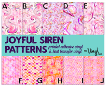Load image into Gallery viewer, Printed Vinyl JOYFUL SIREN Patterns 12 x 12 inch sheet of Heat Transfer Vinyl (HTV) or Adhesive Vinyl Choose Pattern Choose Type of Vinyl