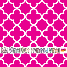 Load image into Gallery viewer, Printed Vinyl | Quatrefoil Pink | Permanent Removable Adhesive | Permanent Glitter Adhesive | HTV | Glitter HTV | 12 x 12 inches | ONE Sheet