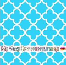 Load image into Gallery viewer, Printed Vinyl | Quatrefoil Blue | Permanent Removable Adhesive | Permanent Glitter Adhesive | HTV | Glitter HTV | 12 x 12 inches | ONE Sheet