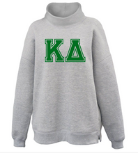 Load image into Gallery viewer, Mock Neck Sorority Greek Letters Oversized Heather Gray Sweatshirt Kappa Delta