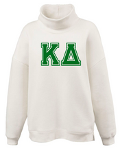 Load image into Gallery viewer, Mock Neck Sorority Greek Letters Oversized Cream Sweatshirt Kappa Delta
