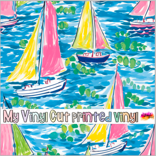 Printed Vinyl & HTV Sailboat B Pattern 12 x 12 inch sheet