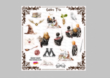 Load image into Gallery viewer, Sticker Sheet Golden Trio 12 x 12 inch Sheet with Various Size Stickers