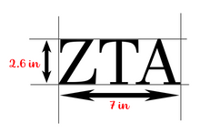 Load image into Gallery viewer, Zeta | Zeta Tau Alpha| Vinyl Decal | Car Decal | Laptop Decal | Transfer Decal |