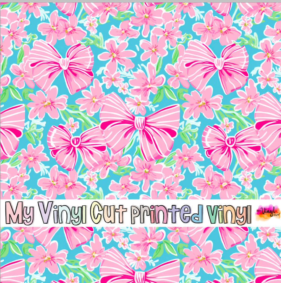Printed Vinyl HTV & Waterslide Preppy Bows A Patterns 12 x 12 inch sheet