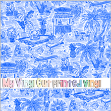 Load image into Gallery viewer, Printed Vinyl &amp; HTV Animal Vacay Blue Pattern 12 x 12 inch sheet