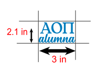 Load image into Gallery viewer, AOP Alumna | Alpha Omicron Pi | Vinyl Decal | Car Decal | Laptop Decal | Transfer Decal |