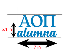 Load image into Gallery viewer, AOP Alumna | Alpha Omicron Pi | Vinyl Decal | Car Decal | Laptop Decal | Transfer Decal |