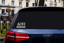 Load image into Gallery viewer, AOP Alumna | Alpha Omicron Pi | Vinyl Decal | Car Decal | Laptop Decal | Transfer Decal |