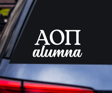 Load image into Gallery viewer, AOP Alumna | Alpha Omicron Pi | Vinyl Decal | Car Decal | Laptop Decal | Transfer Decal |