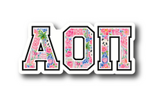 Load image into Gallery viewer, Sticker | AOP_G | Alpha Omicron PI | Waterproof Vinyl Sticker | White | Clear | Permanent | Removable | Window Cling | Glitter | Holographic
