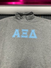 Load image into Gallery viewer, Mock Neck Sorority Greek Letters Oversized Heather Gray Sweatshirt Alpha Xi Delta
