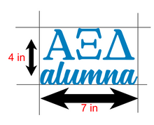Load image into Gallery viewer, AXID | Alpha Xi Delta Alumna | Greek Letters | Vinyl Decal | Car Decal | Laptop Decal | Transfer Decal