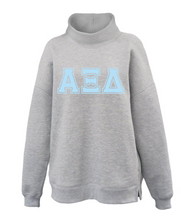 Load image into Gallery viewer, Mock Neck Sorority Greek Letters Oversized Heather Gray Sweatshirt Alpha Xi Delta