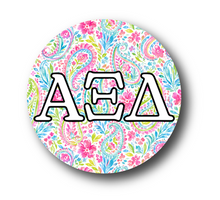 Load image into Gallery viewer, Alpha Xi Delta Paisley2 Pin Back Button