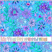 Load image into Gallery viewer, Printed Vinyl &amp; HTV Blue and Purple Flowers A Pattern 12 x 12 inch sheet