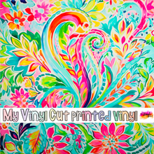 Load image into Gallery viewer, Printed Vinyl &amp; HTV Bright Preppy Paisley E Patterns 12 x 12 inch sheet