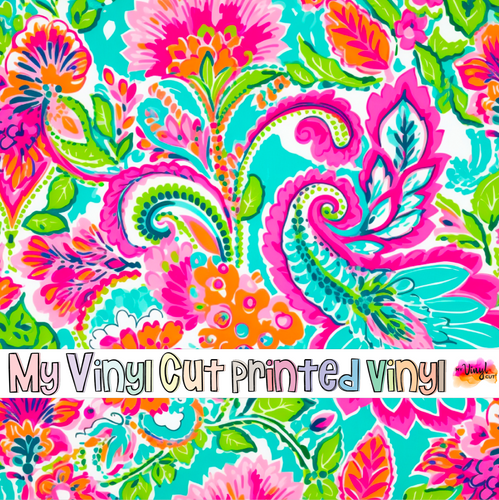 Printed Vinyl & HTV Bright Preppy Paisley F Patterns 12 x 12 inch sheet