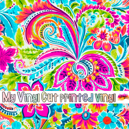 Printed Vinyl & HTV Bright Preppy Paisley H Patterns 12 x 12 inch sheet