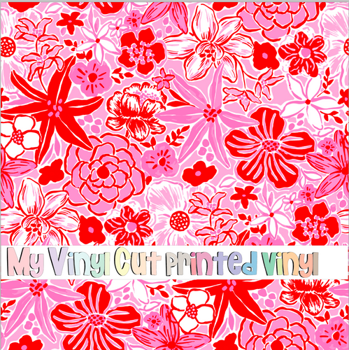 Printed Vinyl & HTV Bubblegum Pink Red Pattern 12 x 12 inch sheet