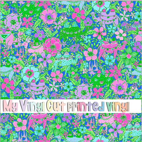 Printed Vinyl & HTV Camel Capers Blue Pattern 12 x 12 inch sheet