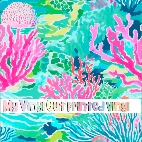 Printed Vinyl & HTV Coral Reef C Pattern 12 x 12 inch sheet