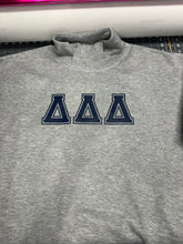 Load image into Gallery viewer, Mock Neck Sorority Greek Letters Oversized Heather Gray Sweatshirt Delta Delta Delta