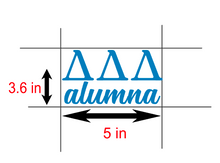 Load image into Gallery viewer, DDD Alumna | Delta Delta Delta | Vinyl Decal | Car Decal | Laptop Decal | Transfer Decal |