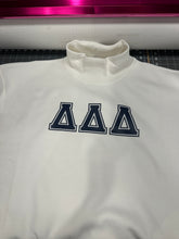 Load image into Gallery viewer, Mock Neck Sorority Greek Letters Oversized Cream Sweatshirt Delta Delta Delta